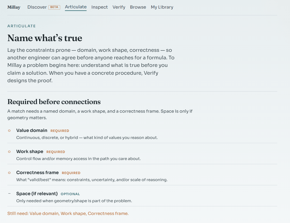 Millay Articulate — required constraints before connections