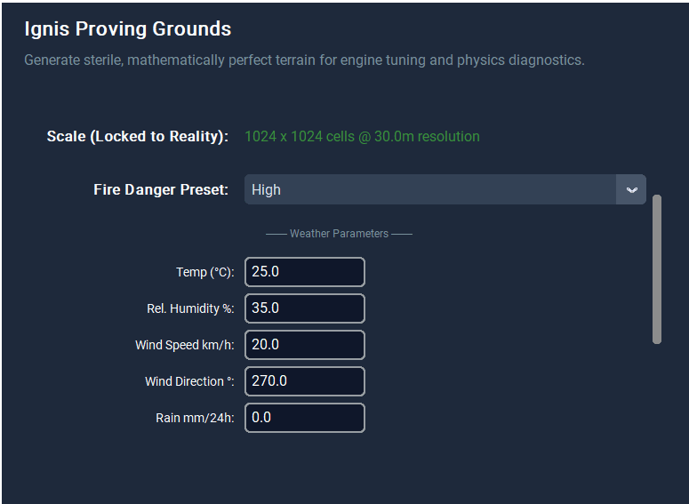 POC Studio weather parameters and fire danger preset