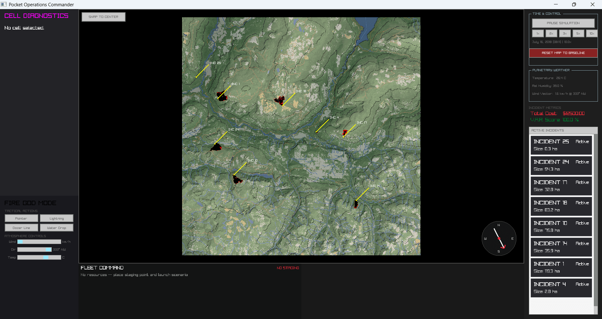 IGNIS operations dashboard with active incidents on terrain