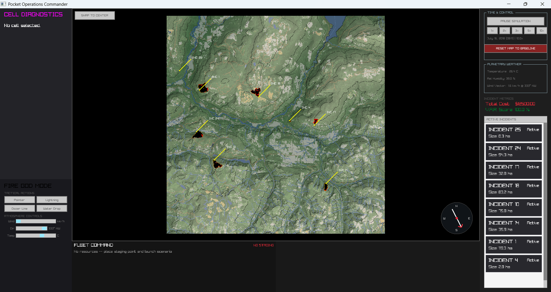 IGNIS operations dashboard with active incidents on terrain
