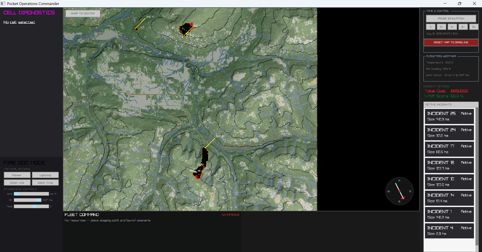 IGNIS incident list and metrics beside the fire map