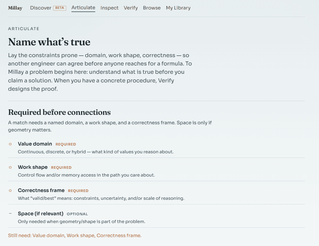 Millay Articulate — required constraints before connections