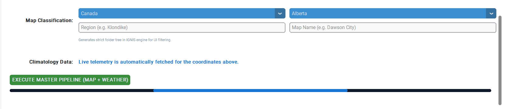 POC Studio master pipeline controls for map classification and climatology