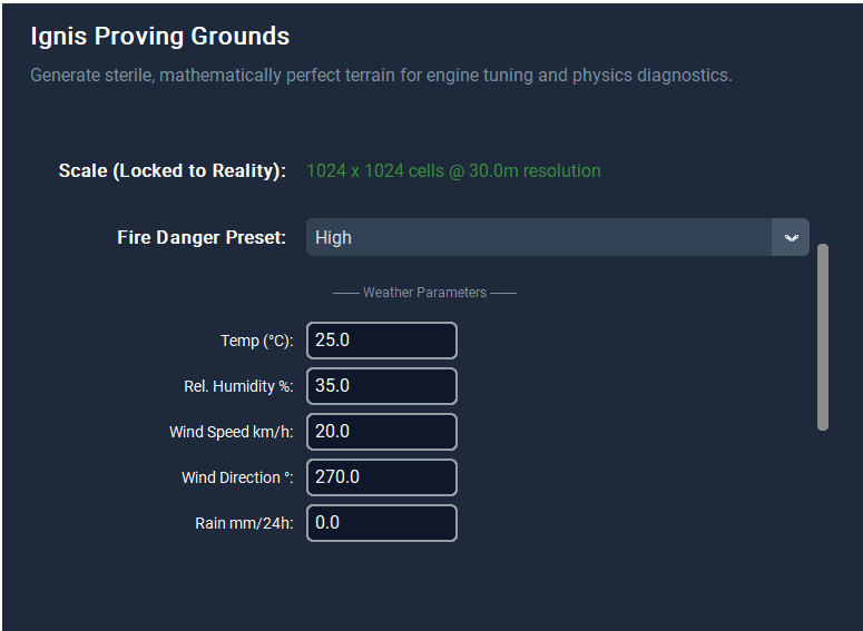 POC Studio weather parameters and fire danger preset